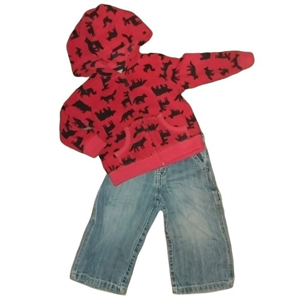 Carter's The Children's Place Fleece Woodland Creature Sweater Jeans Bundle Baby